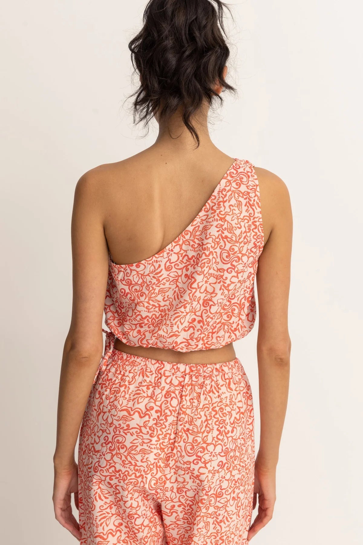 Islander One Shoulder Top  Coral