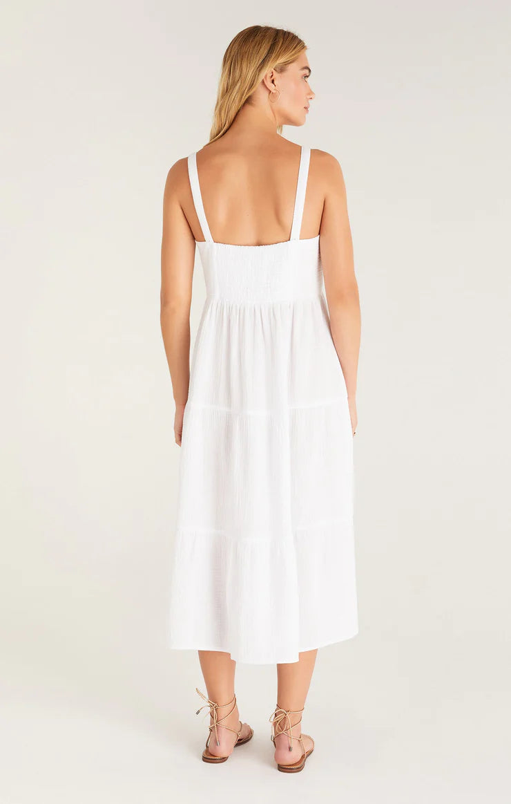 Analise Gauze Midi Dress White