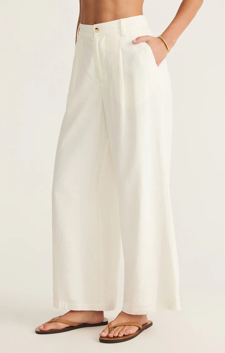 Z Supply | Topanga Wide Leg Linen Pant | White – The Bikini