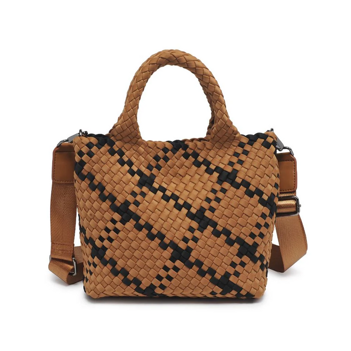 Sky's the Limit Small Woven Tote Sand/Black