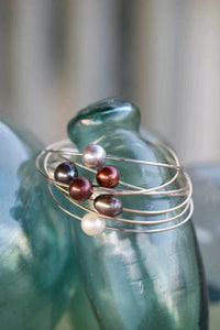 Freshwater Pearl Bangle Gold Fill 7.5" Blue