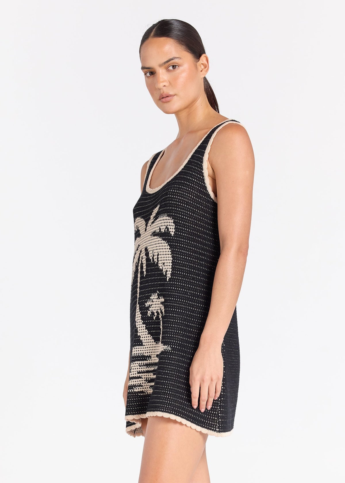 Palm Beach U Crochet Knit Dress Black Sand
