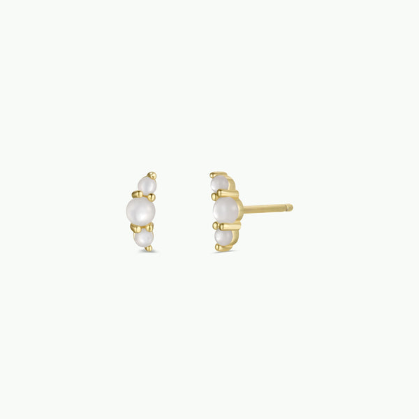 Crescent Gold Earrings Pearl