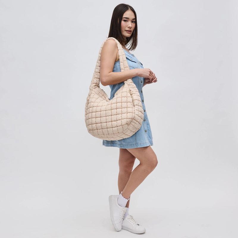 Revive Puffer Hobo Bag Cream