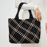 Sky's The Limit Medium Woven Tote Black/Nude