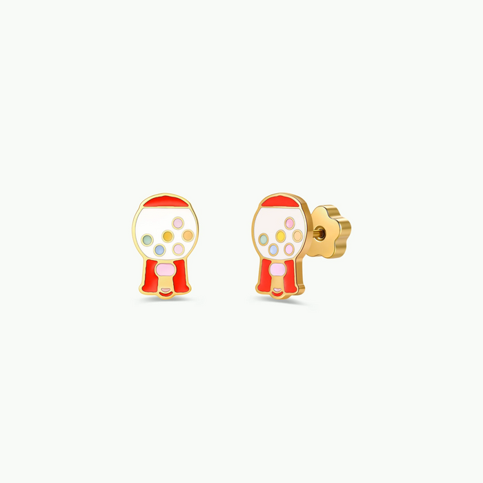 Gumball Enamel Flat Back Kids Earrings