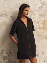 Mae Popover Mini Dress Black