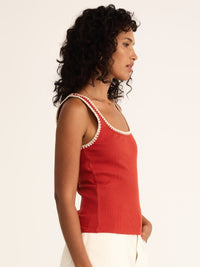 Jaidynn Rib Tank Cabana Red