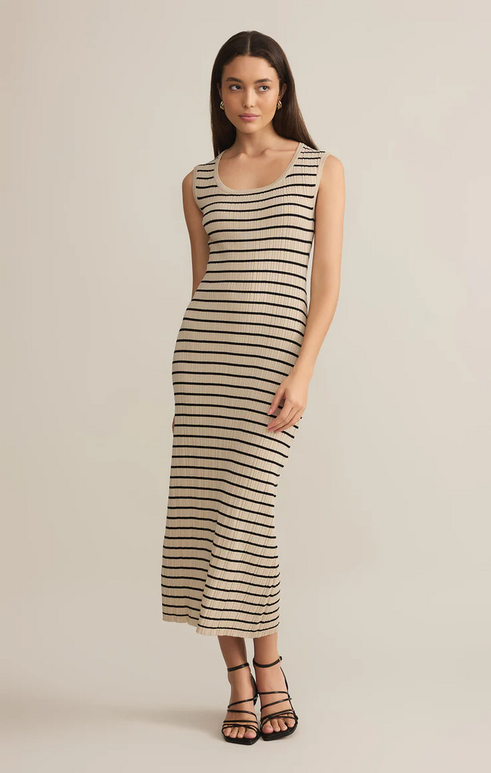 Gisele Stripe Midi Dress Sandshell