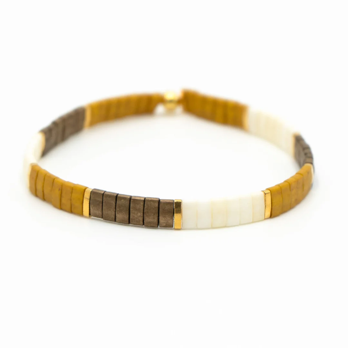 Desert Sands- Tila Bead Bracelet | Single: 6.50 Inches - M