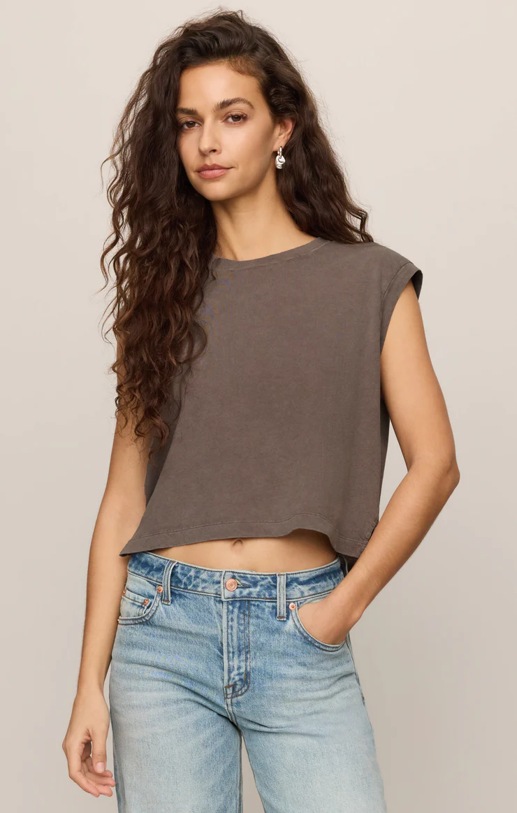 Flex Cropped Muscle Tee Pebble Coast