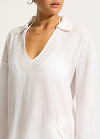 Longline Beach Shirt White