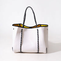 Large Neoprene Tote White and Yellow