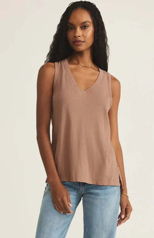 Californian V Neck Tank Top Iced Coffee