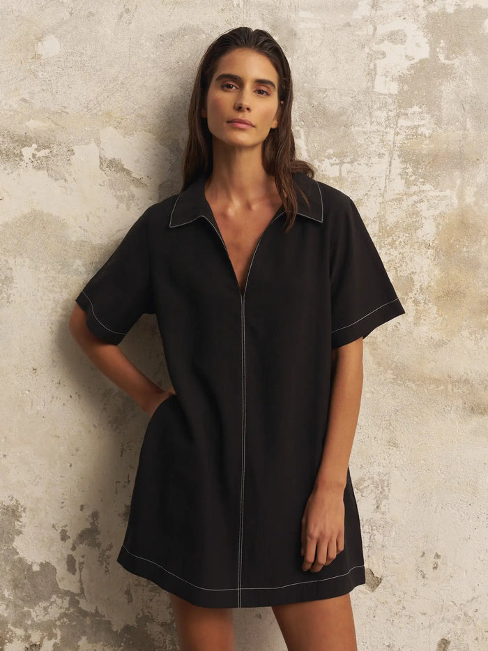 Mae Popover Mini Dress Black