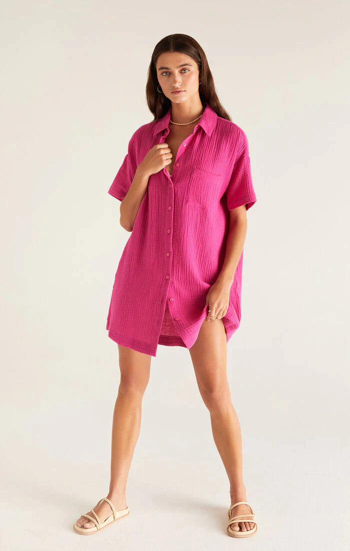 Cyrus Gauze Dress Fiesta Fuchsia