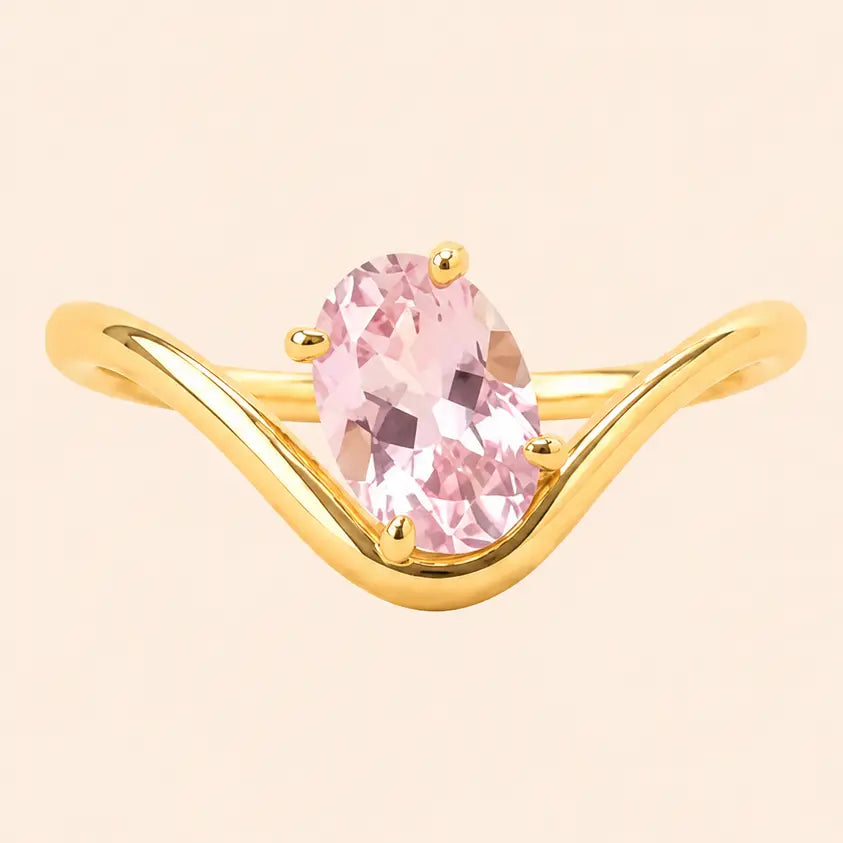 Golden Contour Ring - Pink CZ