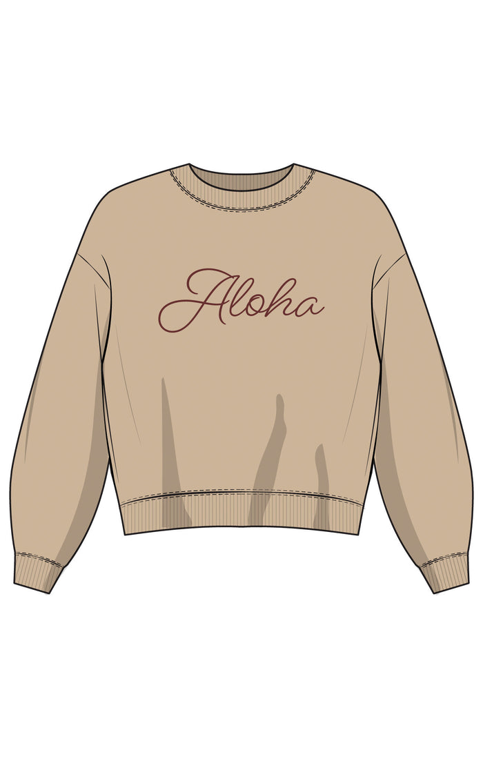 Aloha Script First Date Sweatshirt Toast