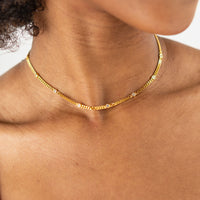 18K Gold Dainty Cz Choker