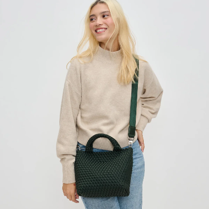 Sky's the Limit Small Woven Tote Olive