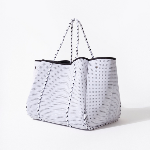 Large Neoprene Tote White Grey