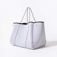 Large Neoprene Tote White Grey