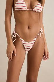 Tami Stripe Tie Side Hi Cut Red