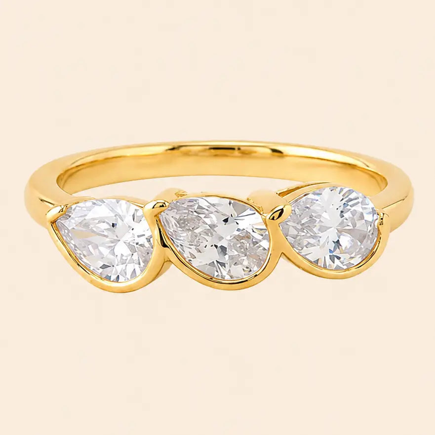 Cascade Pear Ring - White CZ