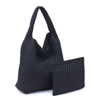 Celestial Woven Neoprene Hobo Black