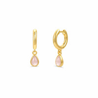 Teardrop Charm hoop - Rose Quartz