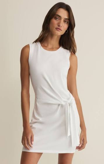 Mattie Jersey Denim Mini Dress White