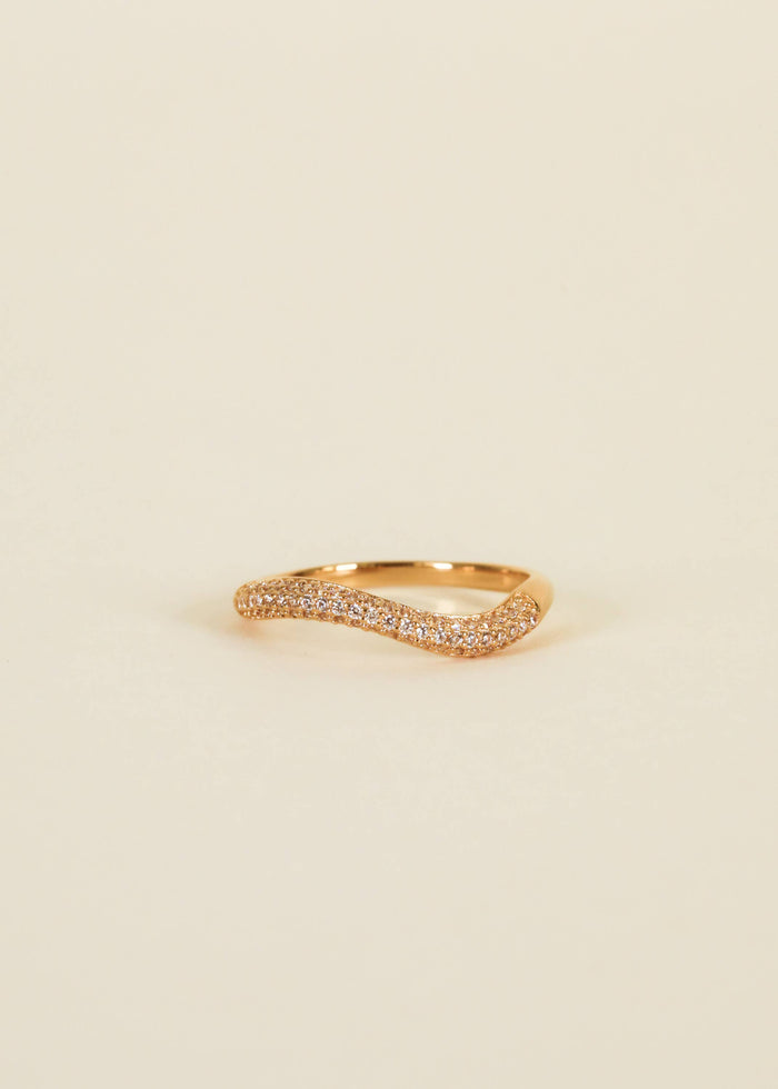 Gold Rings - Pave Wave - Champagne CZ: 7