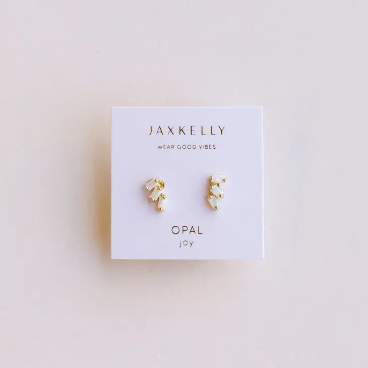 Offset Trio Earring White Opal
