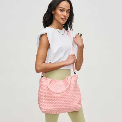 Sky's The Limit Medium Woven Tote Blush