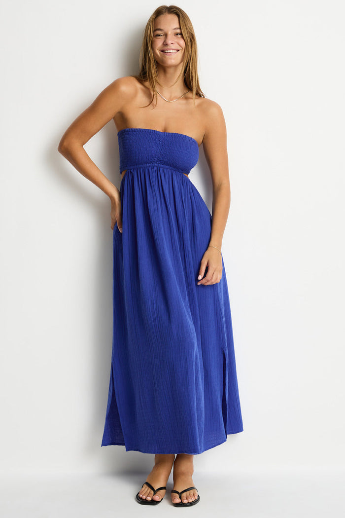 Sunset Cutaway Bandeau Dress Amalfi Blue