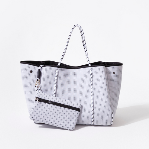 Large Neoprene Tote White Grey
