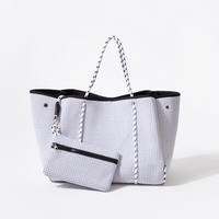 Large Neoprene Tote White Grey