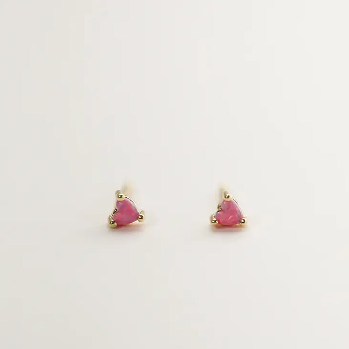 Tiny Pink Opal Heart Earring
