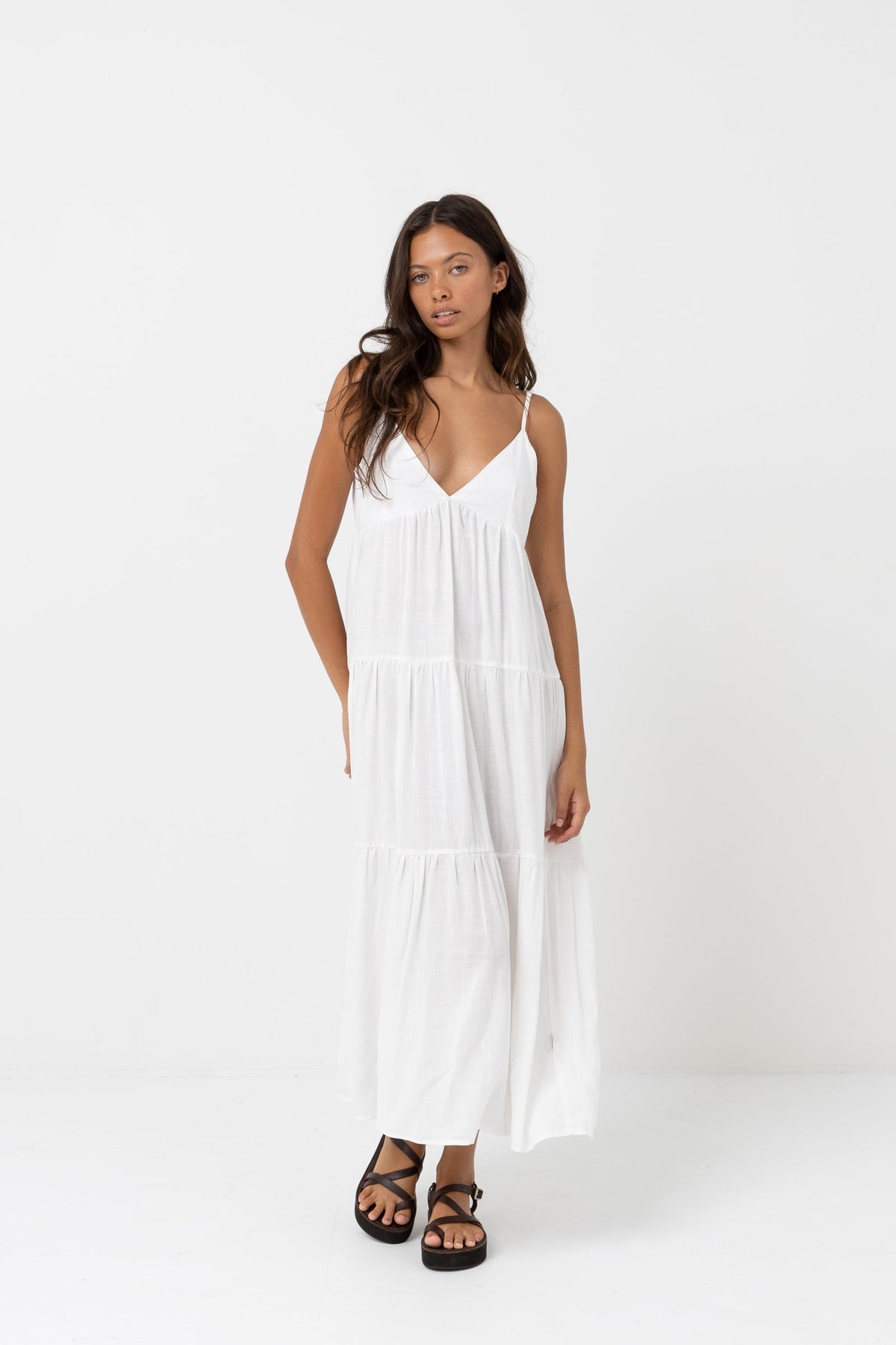 Rhythm | Classic Tiered Midi Dress | Black The Bikini Market Rhythm | Classic Tiered Midi Dress | Black The Bikini Market