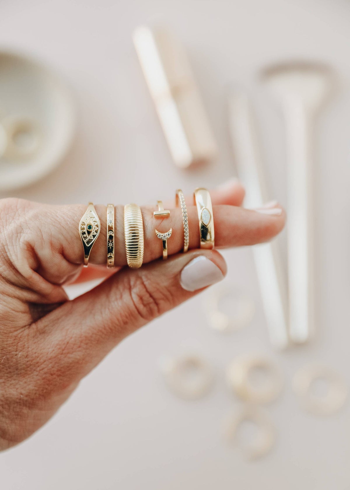 Gold Rings - Ridged: 8