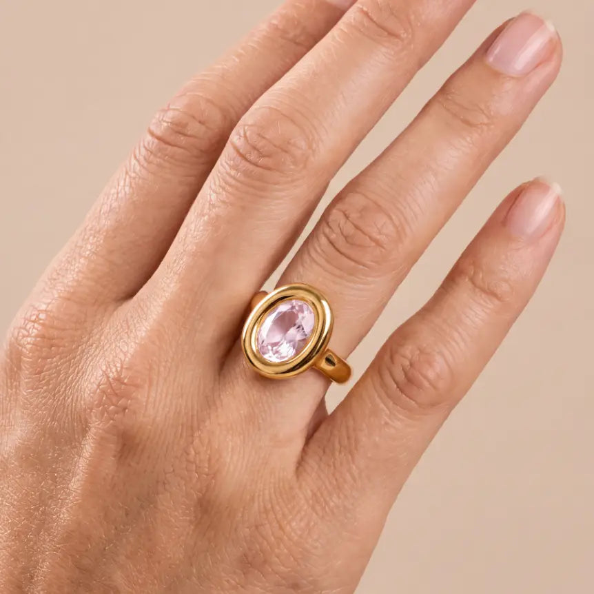 Bezel Glow Ring - Pink CZ