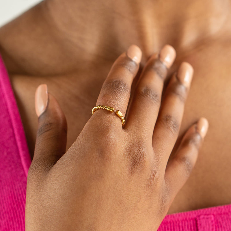 Waterproof Gold Twisted Mini Ring