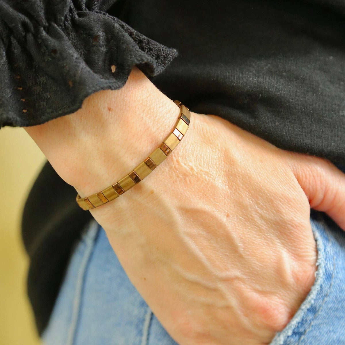 RUSTY - Tila Bead Bracelet | Single: 6.25 Inches - S