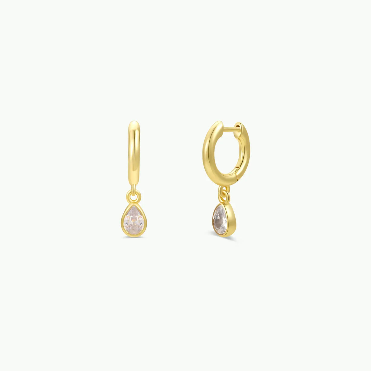 Teardrop Charm hoop - White CZ