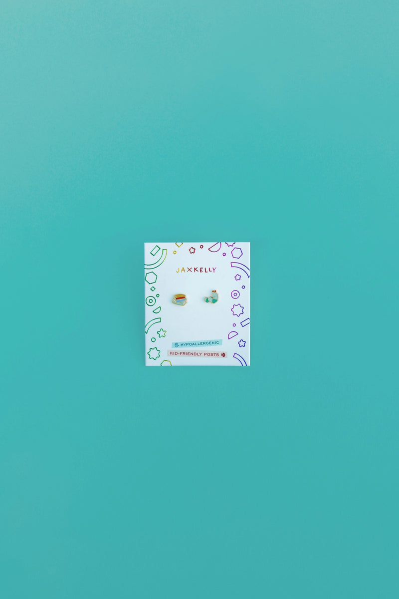 Bookworm Enamel Kids Earrings
