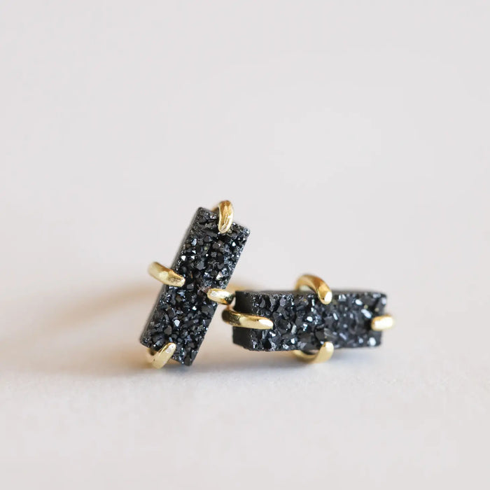 Druzy Bar Black Earrings