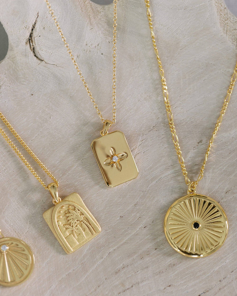 Gold Palm Pendant Necklace