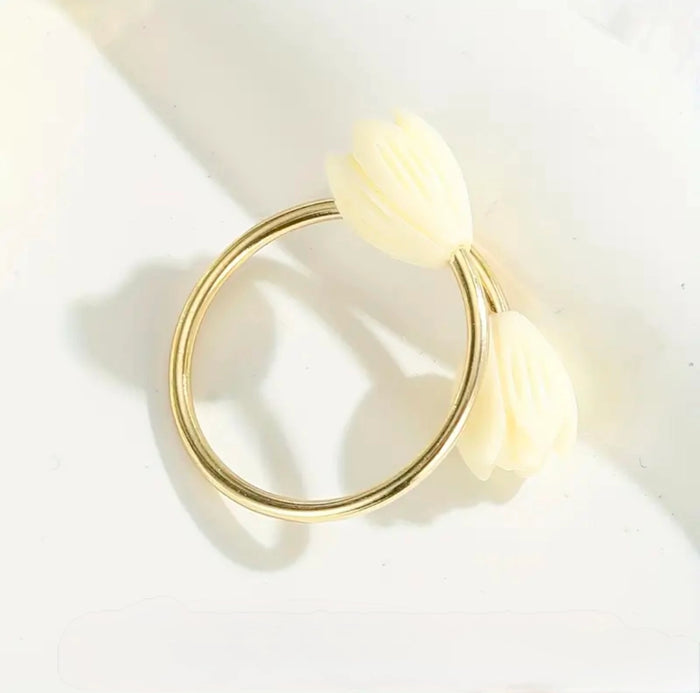 Ivory Double Pikake Ring
