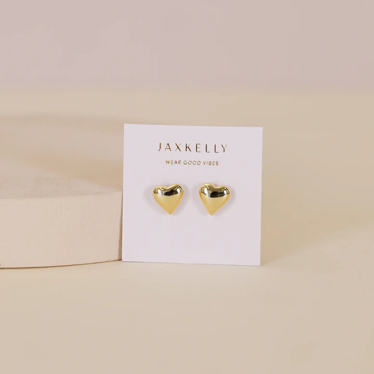 Puffed Gold Heart Earrings