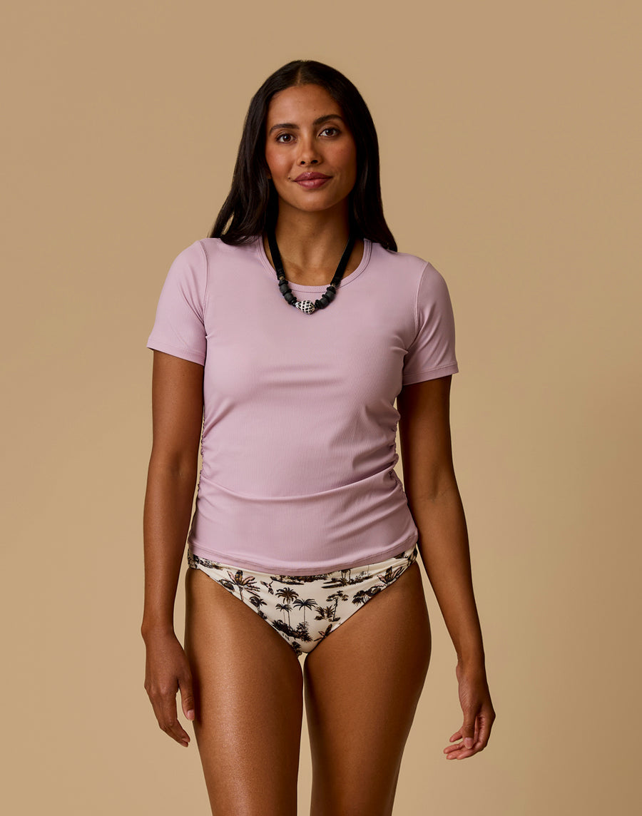 Vega Ribbed Tee UPF 50+ Light Dusk